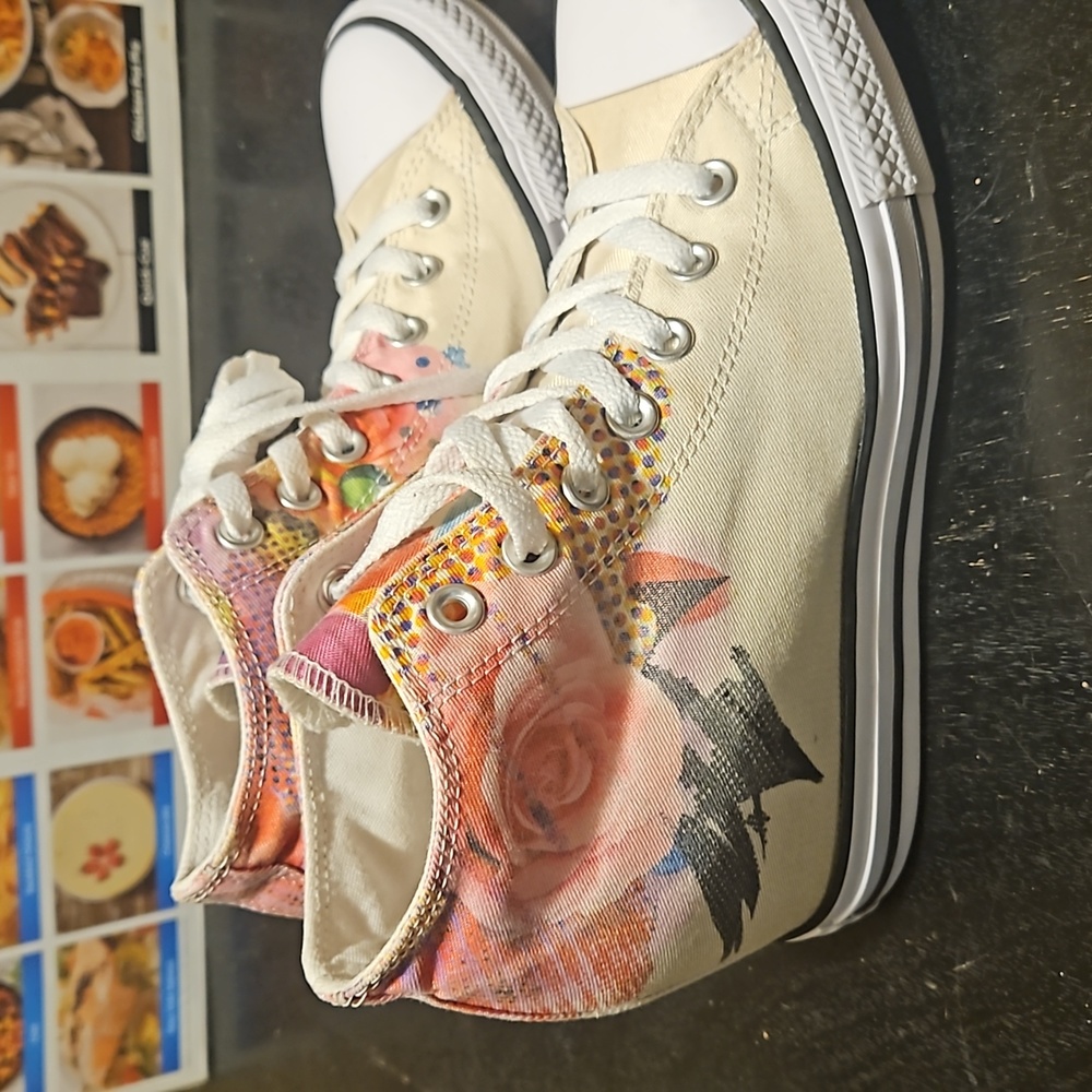 CONVERSE All Star Chuck Taylor Hi Floral Lux Rose Hidden Wedge Size 9